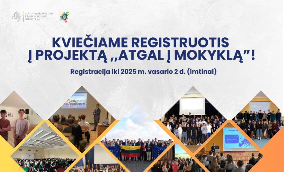 Kviečiame mokyklas registruotis į projektą „Atgal į mokyklą 2025“