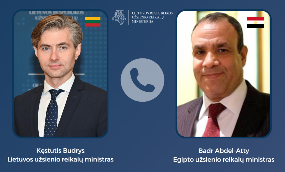 Ministras K. Budrys telefonu kalbėjosi su Egipto užsienio reikalų ministru 