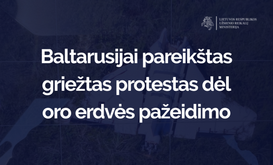 Baltarusijai pareikštas griežtas protestas dėl oro erdvės pažeidimo 