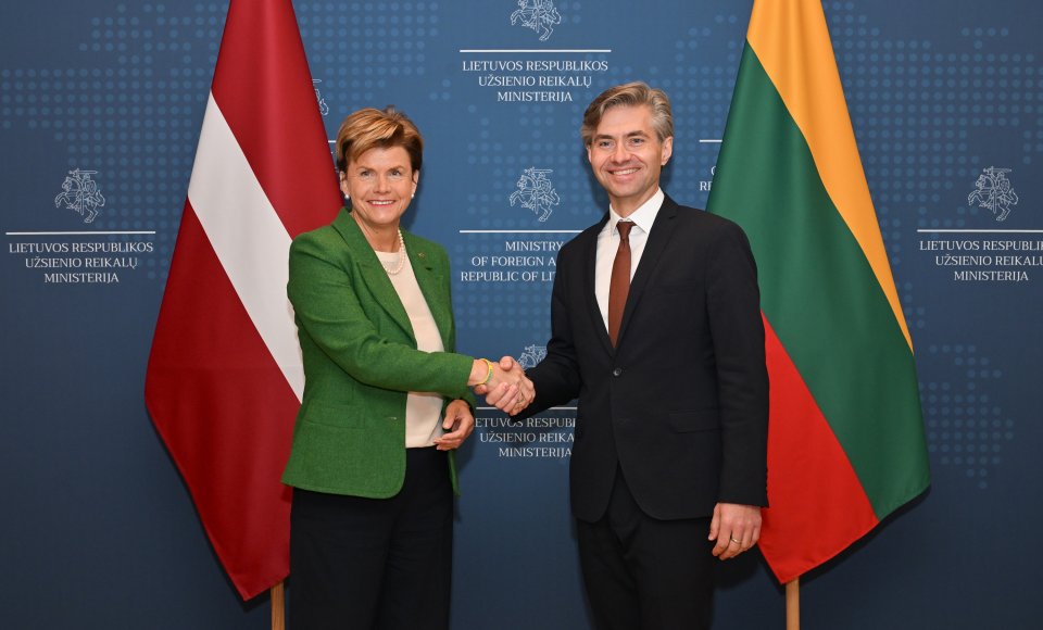 Su Latvijos užsienio reikalų ministre susitikęs K. Budrys: stovime pirmojoje ES ir NATO gynybos linijoje