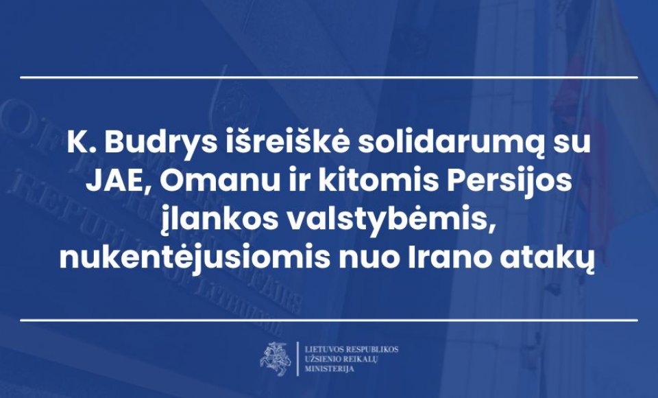 K. Budrys išreiškė solidarumą su JAE, Omanu ir kitomis Persijos įlankos valstybėmis,...