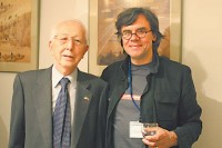 Garsus japonų architektas Fumihiko Maki ir marijampolietis architektas Gintas Vieversys. Iš G.Vieversio albumo.