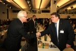 Permanent Representative of the Russian Federation to the United Nations Vitaly Churkin (left) congratulates L.Linkevičius