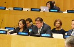 L.Linkevičius gives a speech in the name of the EU’s High Representative for Foreign Affairs and Security Policy Catherine Ashton